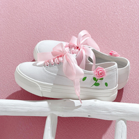 Pink Rose Casual White Shoes - Thumbnail 1