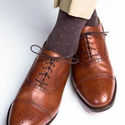 Handmade men’s tan color leather shoes, cap toe brogue dress formal lace up shoe