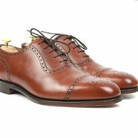 Handmade high quality cowhide leather oxford shoes, formal shoes, men shoes - Thumbnail 1