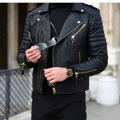 New Men's Slim fit Biker Motorcycle jacket Genuine Lambskin Leather Jacket