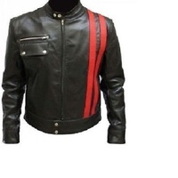 Men's Biker Stylish Zip Up Belted Buckle Leather Jacket, leather jacket for men - Thumbnail 4