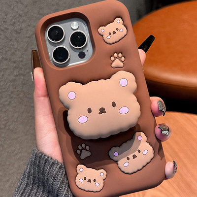 Cartoon 3d bear case for iphone 16 15 14 13 ips504 - Thumbnail 3