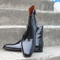 Crafted Leather Handmade Black Patent Leather Side Zipper Jodhpur Boot - Thumbnail 6