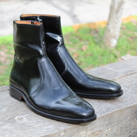 Crafted Leather Handmade Black Patent Leather Side Zipper Jodhpur Boot - Thumbnail 7