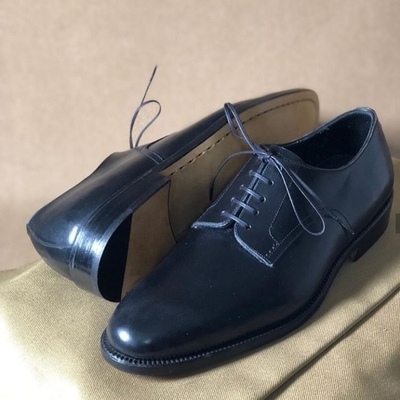 Rounded toe blue tone stylish men premium leather casual dress lace up shoes