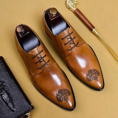 Italian genuine leather formal dress handmade man derby shoes pointed toe laces oxford shoes