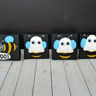 Mini boo-bee canvas magnets
