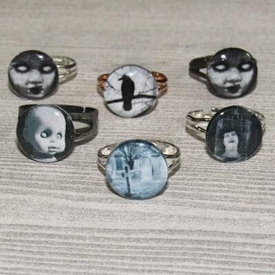 Blythe doll horror eye chip rings
