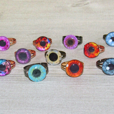 Blythe doll eye chip rings