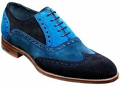 New Men Handcrafted Blue Black Suede Leather Wing Tip Oxford Customized Shoes 20