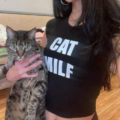 Cat m i l f baby tee - Thumbnail 2