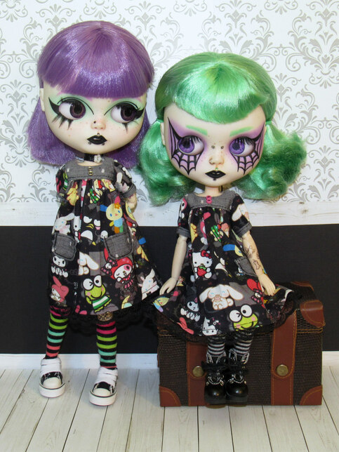 Sanrio Print Babydoll Dress For Blythe, Pullip, Rainbow High, 1/6 Fashion Dolls
