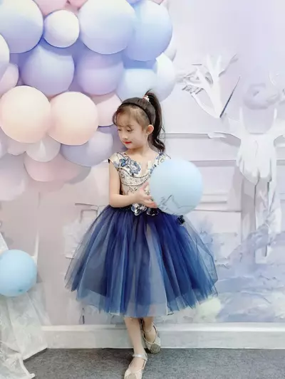 Kids Girls Wedding Dress Baby Girl Sequined Flowers Dresses Fashion Children Pageant Dress