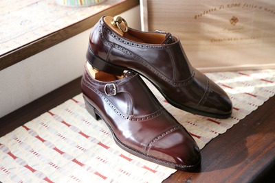 Brown Polishing Classic Look Handmade Dress Shoes Monk Strap Fastening 