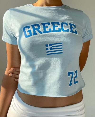 GREECE PASTEL BLUE BABY TEE