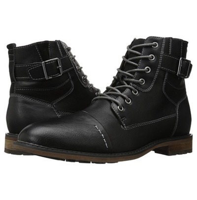 NEW Handmade Black Ankle High Lace Up Boots, Men's Side Zip And Buckle Leather B