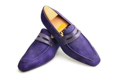 NEW Men's Handmade Purple Color Shoes, Men's Suede Slip On Loafer Formal Shoes