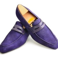 NEW Men's Handmade Purple Color Shoes, Men's Suede Slip On Loafer Formal Shoes - Thumbnail 1