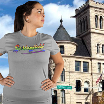Springfield pride, bring out the rainbow womens athletic t-shirt