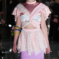 JENNY FAX Avant-Garde Criss-Cross Peplum Knit Top - Thumbnail 3