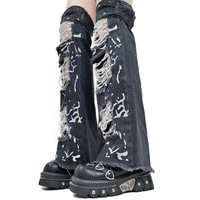 Metal Fashion Heart Buckles Lace-up Platform Leather Shoes - Thumbnail 5