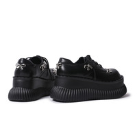 Metal Butterfly Accessories Lace-Up Platform Leather Shoes - Thumbnail 1