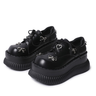 Metal Butterfly Accessories Lace-Up Platform Leather Shoes