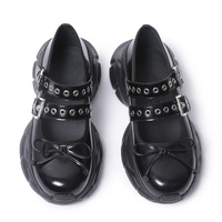 Double Belt Buckle Thick-Soled Mary Jane Shoes - Thumbnail 1