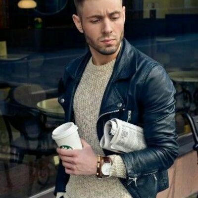 New men leather jacket motorcycle slim fit biker jackets