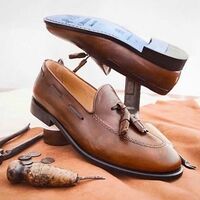 New handmade cowhide leather shoes, Men Brown Loafers for summer season - Thumbnail 4
