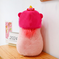 Cute Pink Capybara Plush Toy With Hat - Thumbnail 4