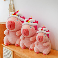 Cute Pink Capybara Plush Toy With Hat - Thumbnail 3