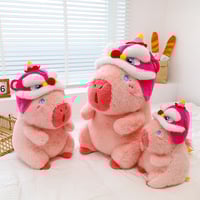 Cute Pink Capybara Plush Toy With Hat - Thumbnail 1