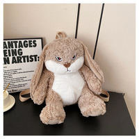 Beige Angry Rabbit Plush Bag - Thumbnail 5