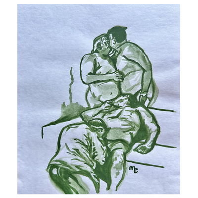 In the company of men - watercolor