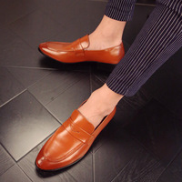 Men Tan Color Moccasin Loafer Slip Ons Burnished Rounded Toe Real Leather Shoes - Thumbnail 4