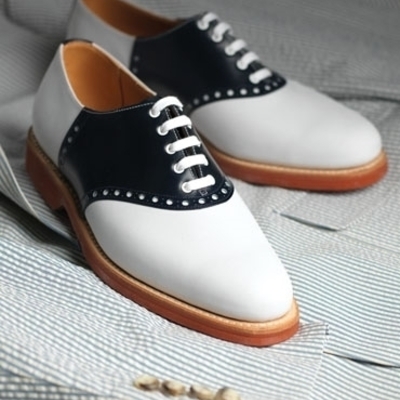 Handmade men's black and white formal shoes,men's tuxedo shoes, men's shoes