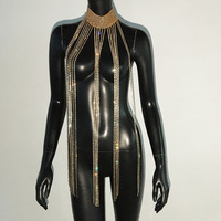 Shiny Diamond-filled Long Tassel Choker Necklace - Thumbnail 3