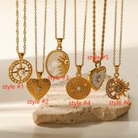 18K gold retro twist chain titanium steel heart-shaped necklace - Thumbnail 7