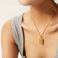 18K gold retro twist chain titanium steel heart-shaped necklace - Thumbnail 3