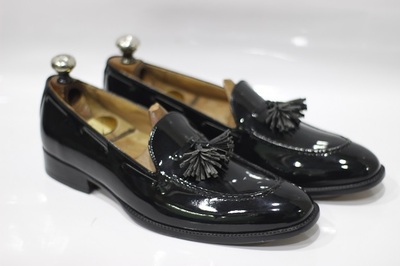 Men's Handmade Shoes Black Patent Leather Slip On Stylish Loafer Dress & Formal Wear Shoes
