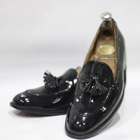 Men's Handmade Shoes Black Patent Leather Slip On Stylish Loafer Dress & Formal Wear Shoes - Thumbnail 1