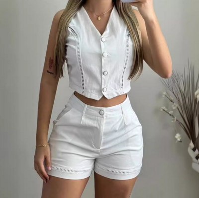 Elegant Women'S Clothing Design Sleeveless Two Piece Set