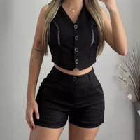Elegant Women'S Clothing Design Sleeveless Two Piece Set - Thumbnail 1