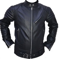 Handmade Mens Designer Black Biker Leather Jacket, Slim Fit Jacket For Mens - Thumbnail 4