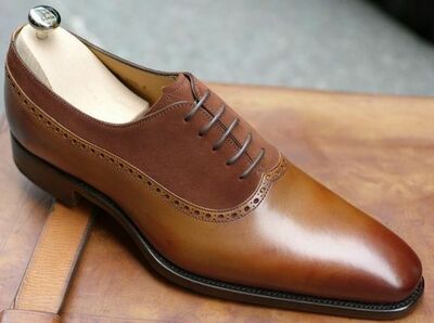 Handmade Men's Oxford Leather shoes, leather and suede formal sheos
