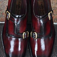 Leather Men’s Classic Double Monk Strap Dress Shoes - Thumbnail 4