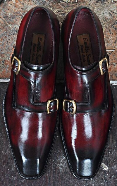 Leather Men’s Classic Double Monk Strap Dress Shoes