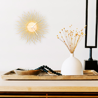 Shockhead - stylish wooden wall clock with glistening golden paint - Thumbnail 6