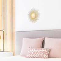 Shockhead - stylish wooden wall clock with glistening golden paint - Thumbnail 4